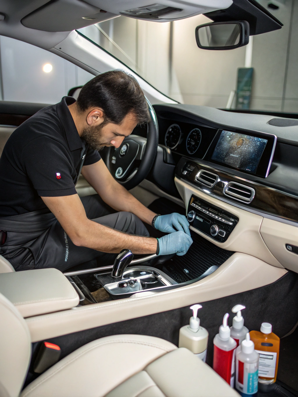 Proceso de detailing premium en vehículo de lujo
